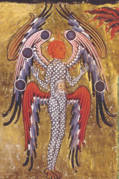 Enluminure, détail du Livre des œuvres divines, Hildegarde von Bingen © DR