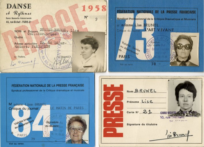 Cartes de presse, Archives Lise Brunel, Médiathèque du CN D