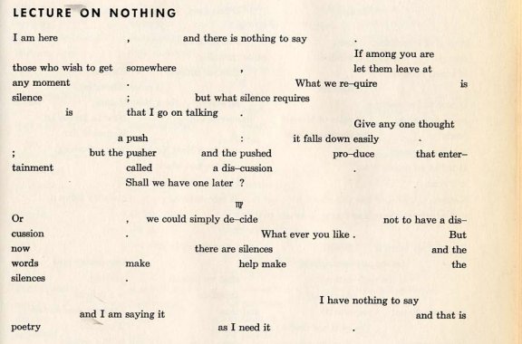 John Cage, Lecture on Nothing © DR