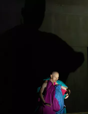 Dancer wrapped in a duvet