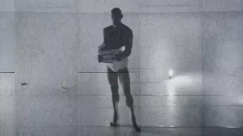 Photo en noir et blanc d'Alain Buffart dans le film "Good Boy, Alain Buffard" de Marie-Hélène Rebois
