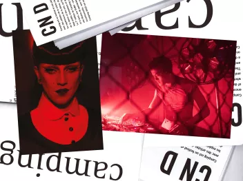Images from the closing night of the campsite, featuring photos taken in red light and the programme 