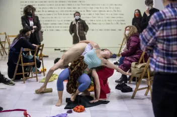 Photo of La Ribot's performance "LaBOLA"