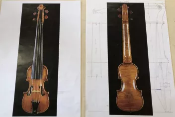 Photo de violons et croquis