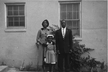 black-and-white photograph of an African-American family